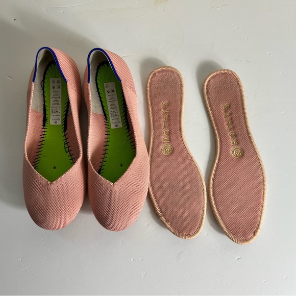 Rothy’s The Flat Shoes Womens 7.5 Coral Pink Slip On Retired Washable Ballerina - Picture 7 of 15